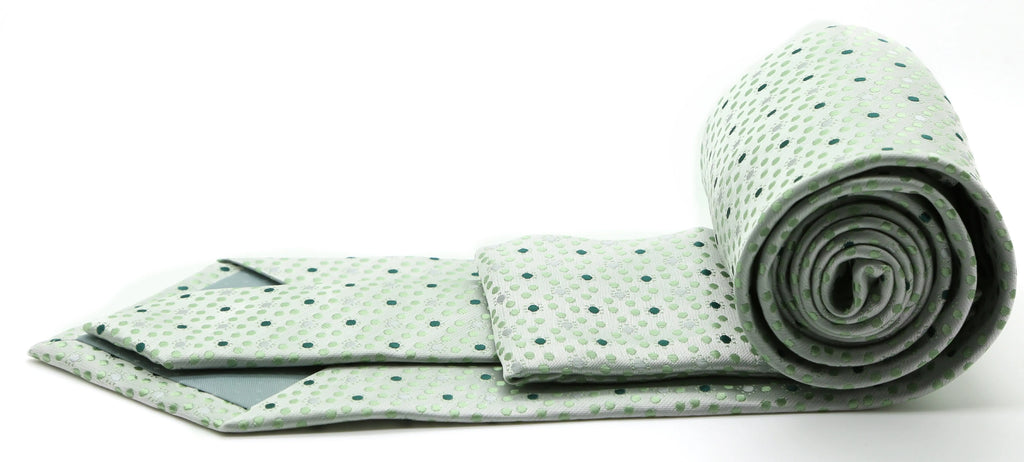 Mens Dads Classic Green Dot Pattern Business Casual Necktie & Hanky Set M-11 Ferrecci USA