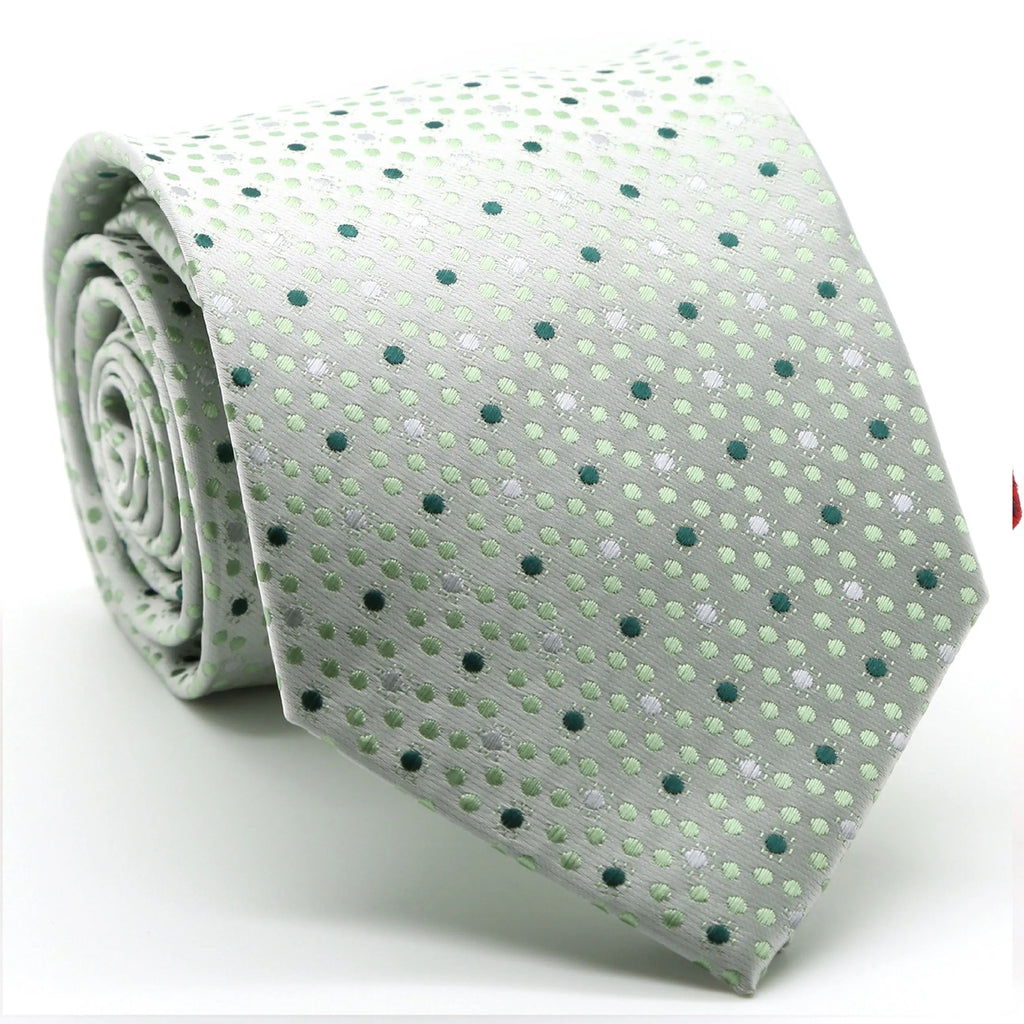Mens Dads Classic Green Dot Pattern Business Casual Necktie & Hanky Set M-11 Ferrecci USA