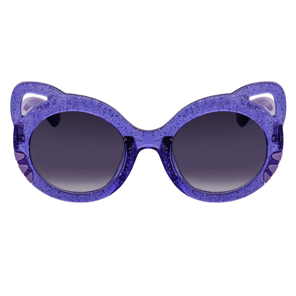 GLITTER CAT - Kids Small Round Glitter Cat Eye Sunglasses Purple Lavender Morspecs