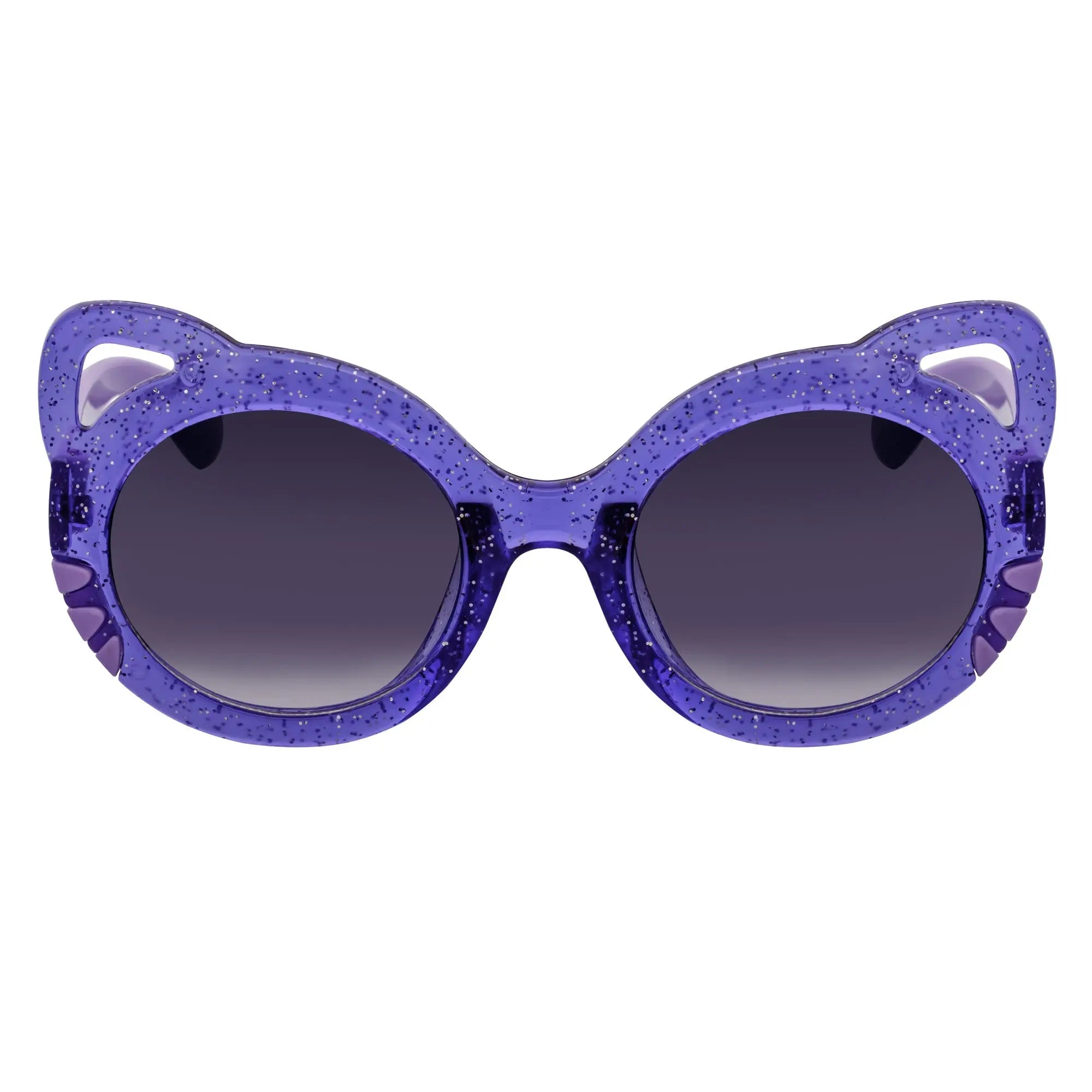 GLITTER CAT - Kids Small Round Glitter Cat Eye Sunglasses Purple Lavender Morspecs