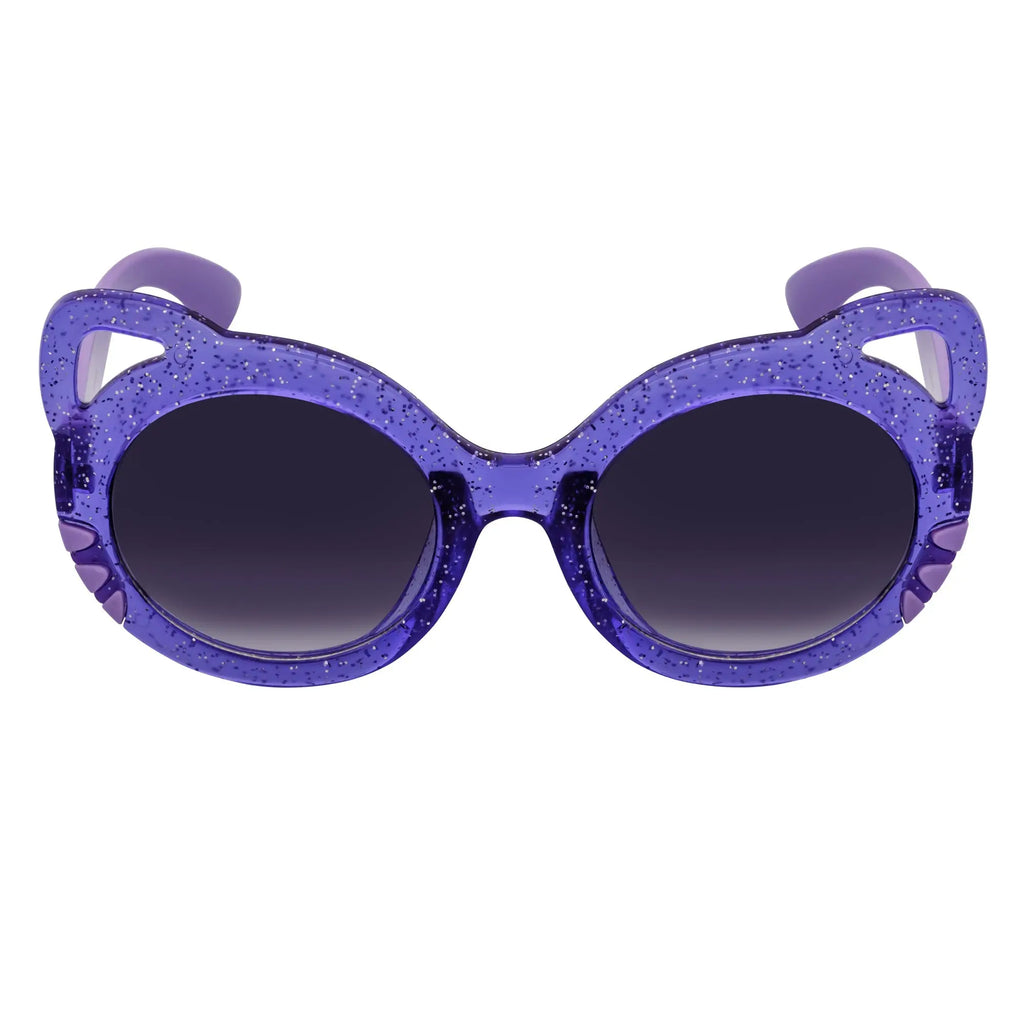 GLITTER CAT - Kids Small Round Glitter Cat Eye Sunglasses Purple Lavender Morspecs