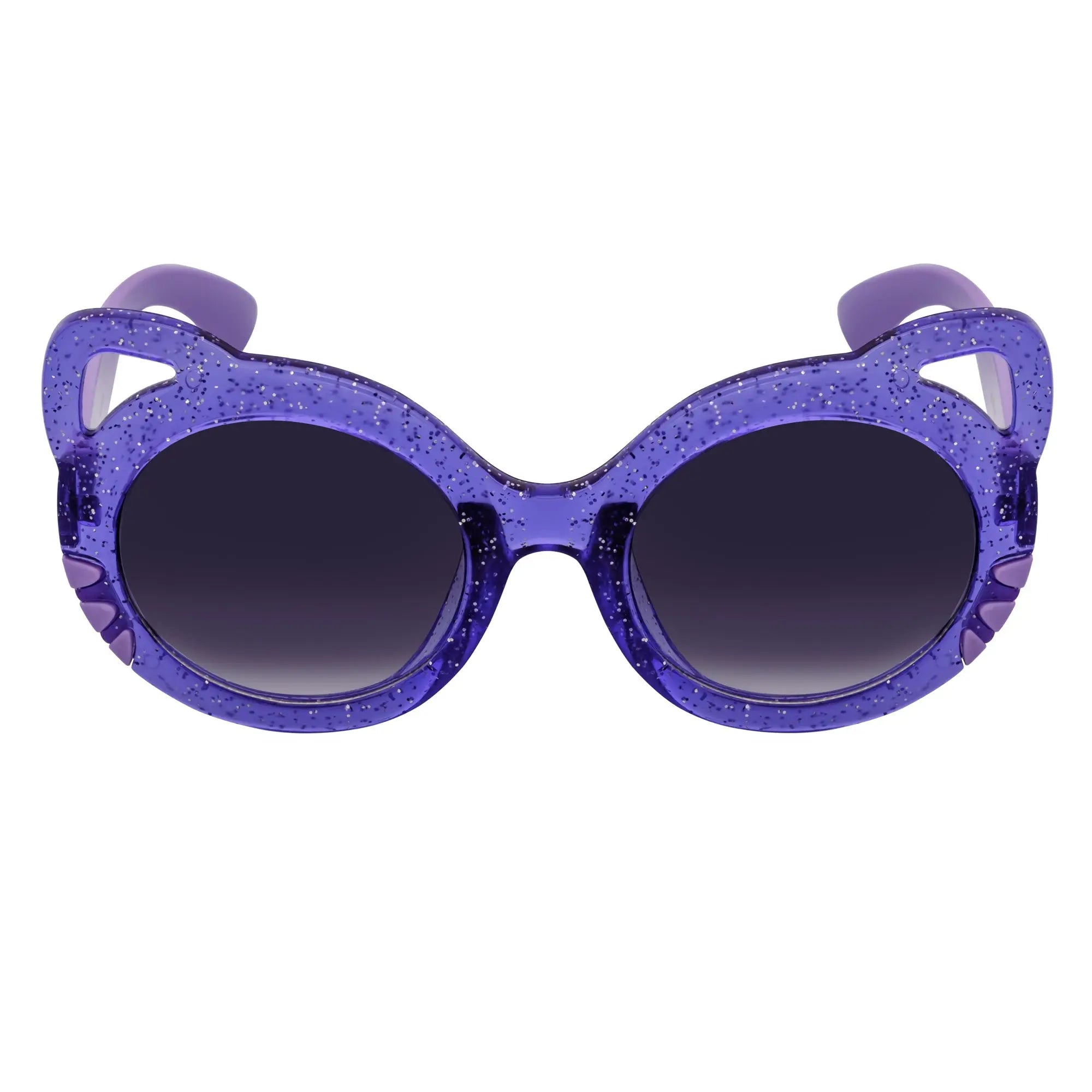 GLITTER CAT - Kids Small Round Glitter Cat Eye Sunglasses Purple Lavender Morspecs