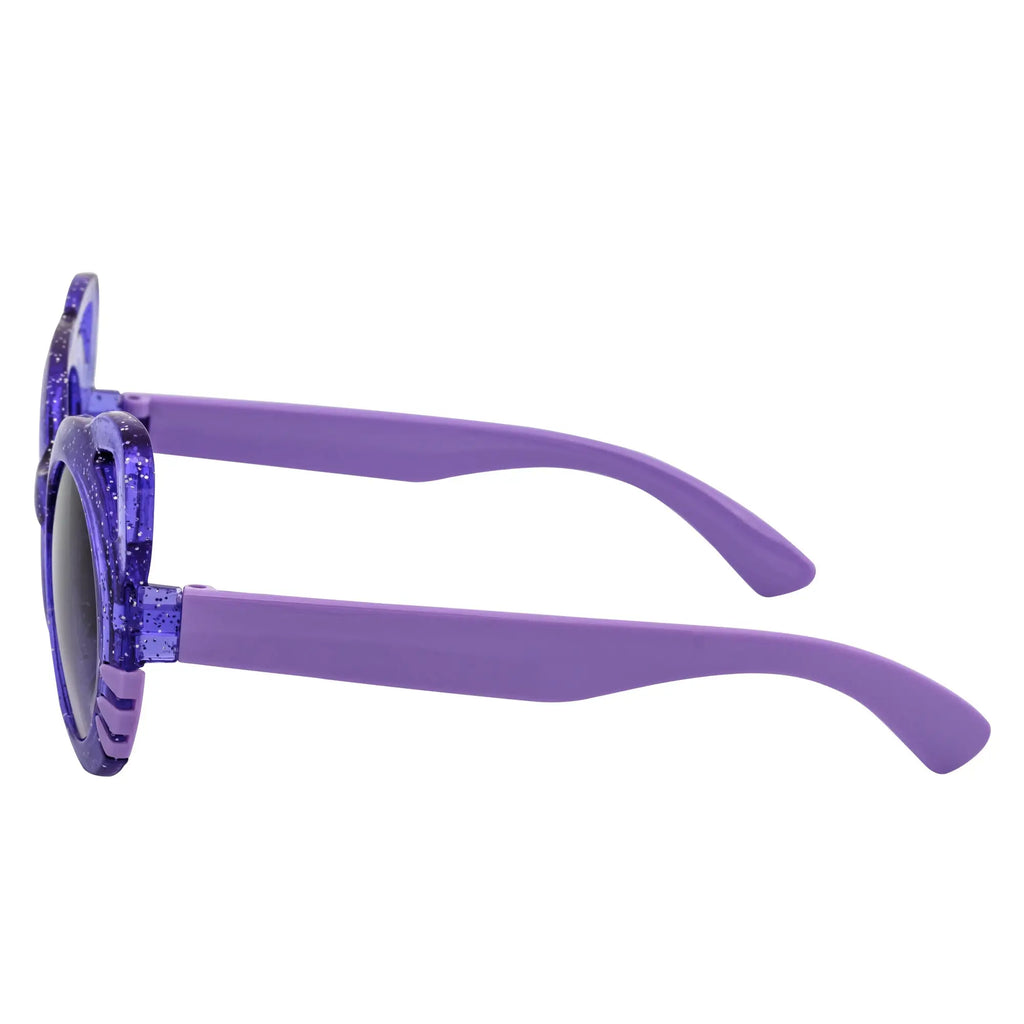 GLITTER CAT - Kids Small Round Glitter Cat Eye Sunglasses Purple Lavender Morspecs