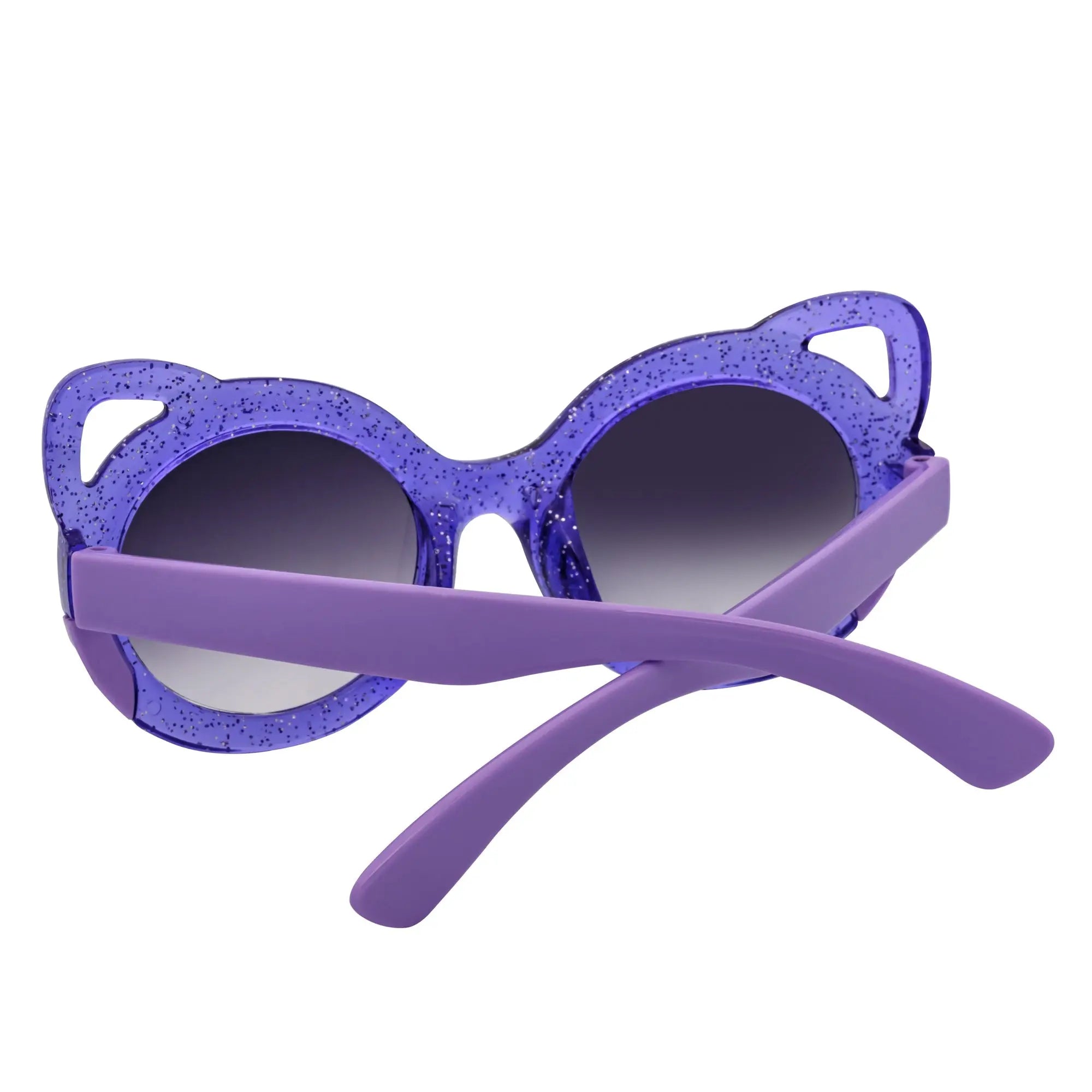 GLITTER CAT - Kids Small Round Glitter Cat Eye Sunglasses Purple Lavender Morspecs