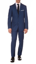 Morgan Slim Fit Blue Plaid 2pc Suit Ferrecci