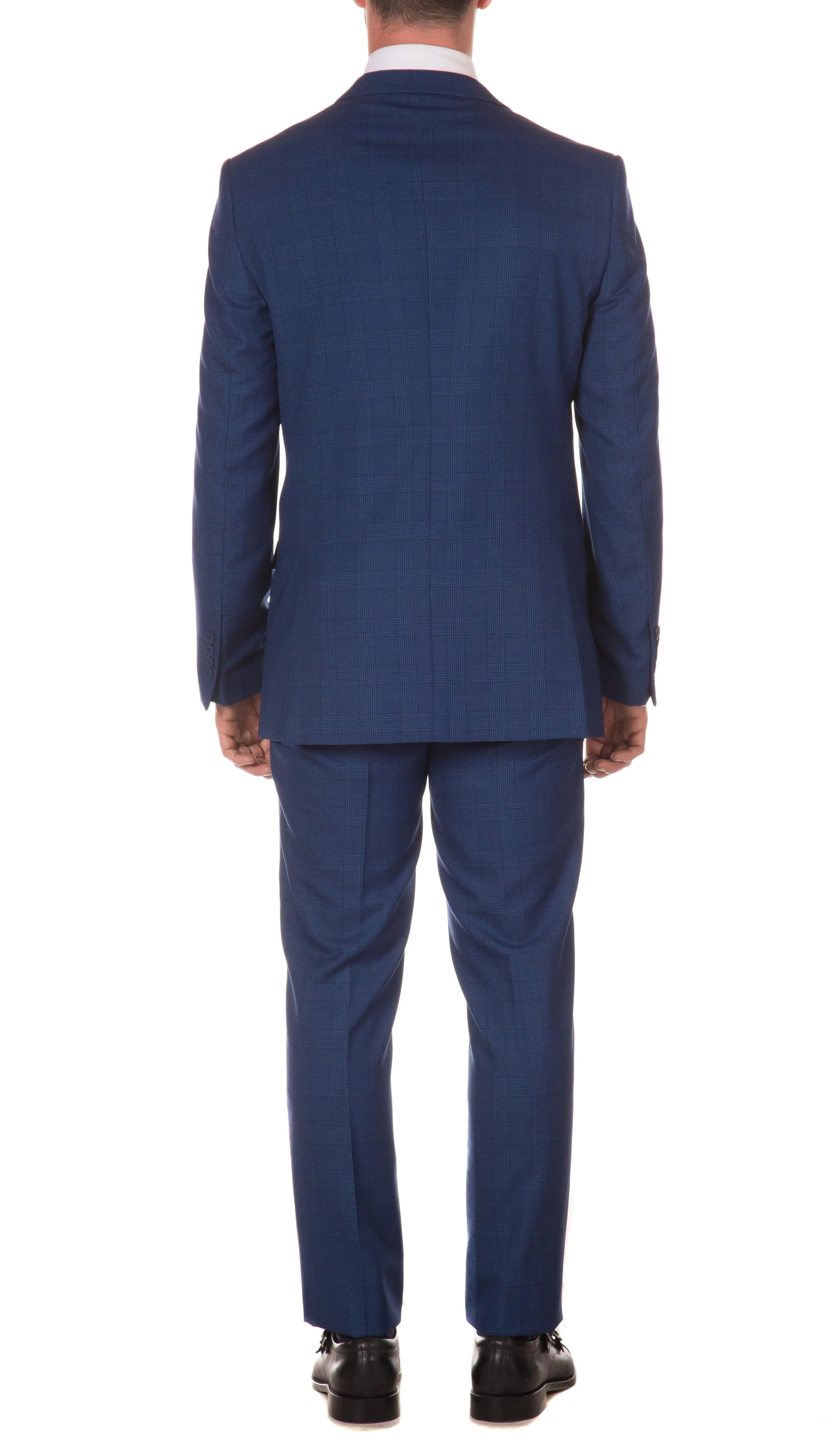 Morgan Slim Fit Blue Plaid 2pc Suit Ferrecci