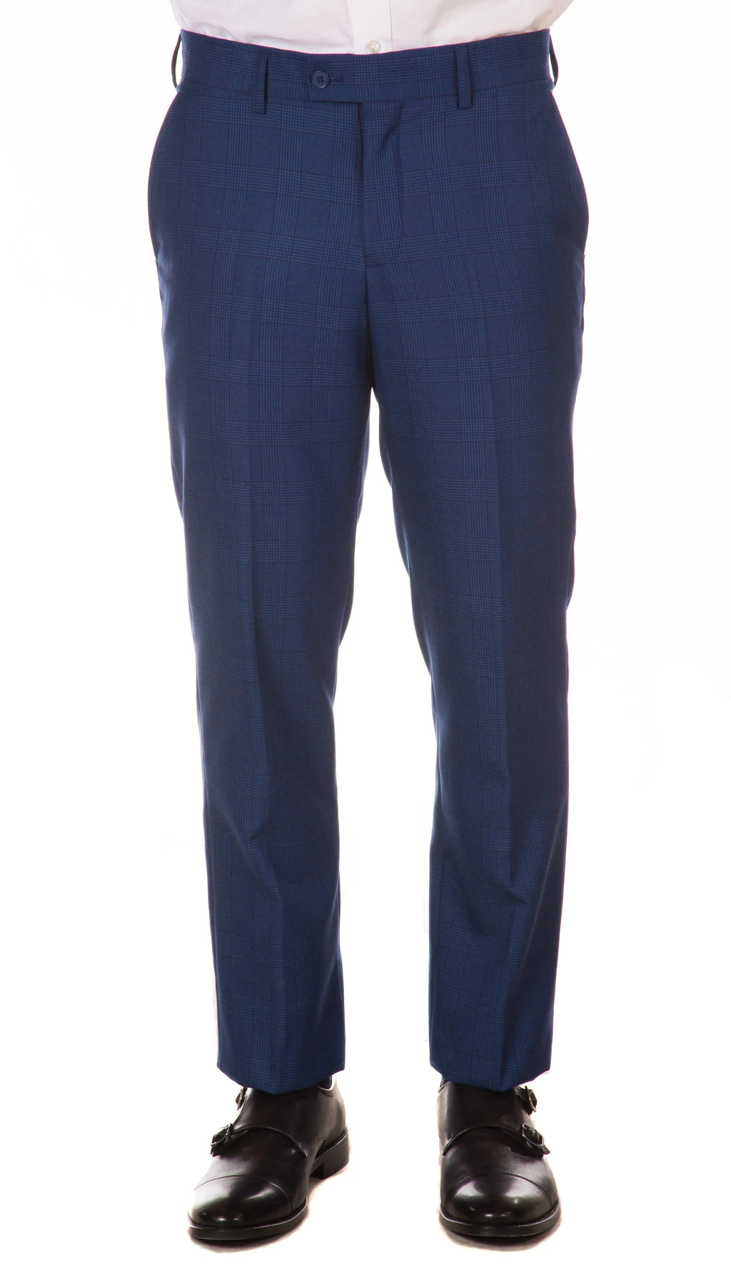 Morgan Slim Fit Blue Plaid 2pc Suit Ferrecci