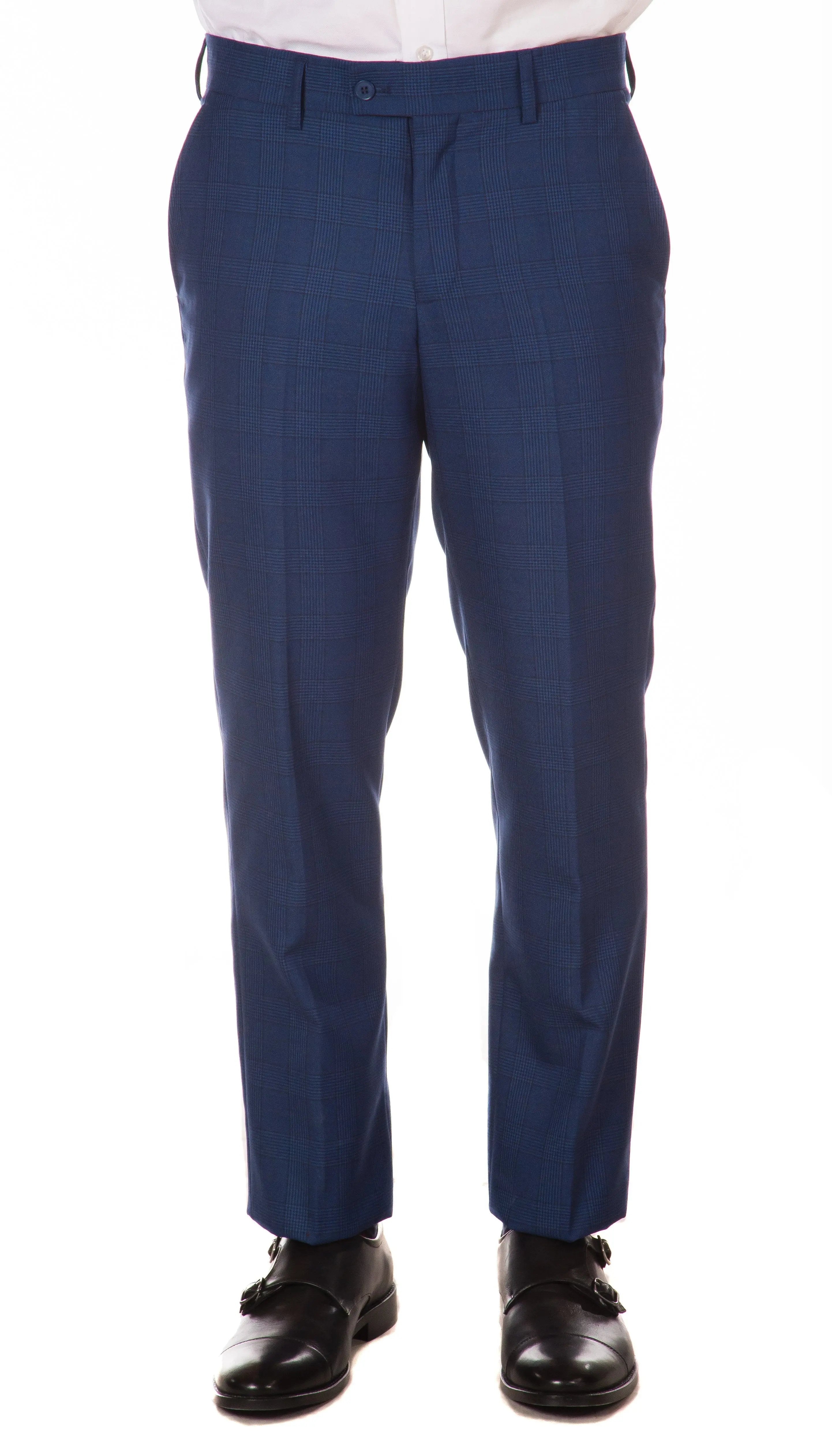 Morgan Slim Fit Blue Plaid 2pc Suit Ferrecci