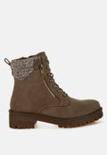 Mahisha Knitted Collar Zip-Up Hiker Boots London Rag