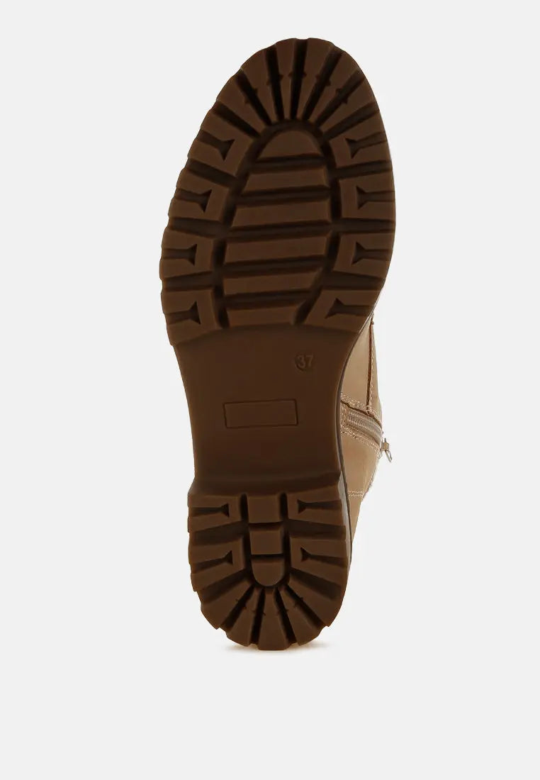 Mahisha Knitted Collar Zip-Up Hiker Boots London Rag