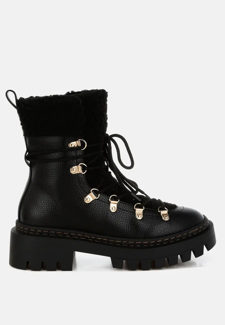 Omul Fleece & Faux Leather Boots London Rag