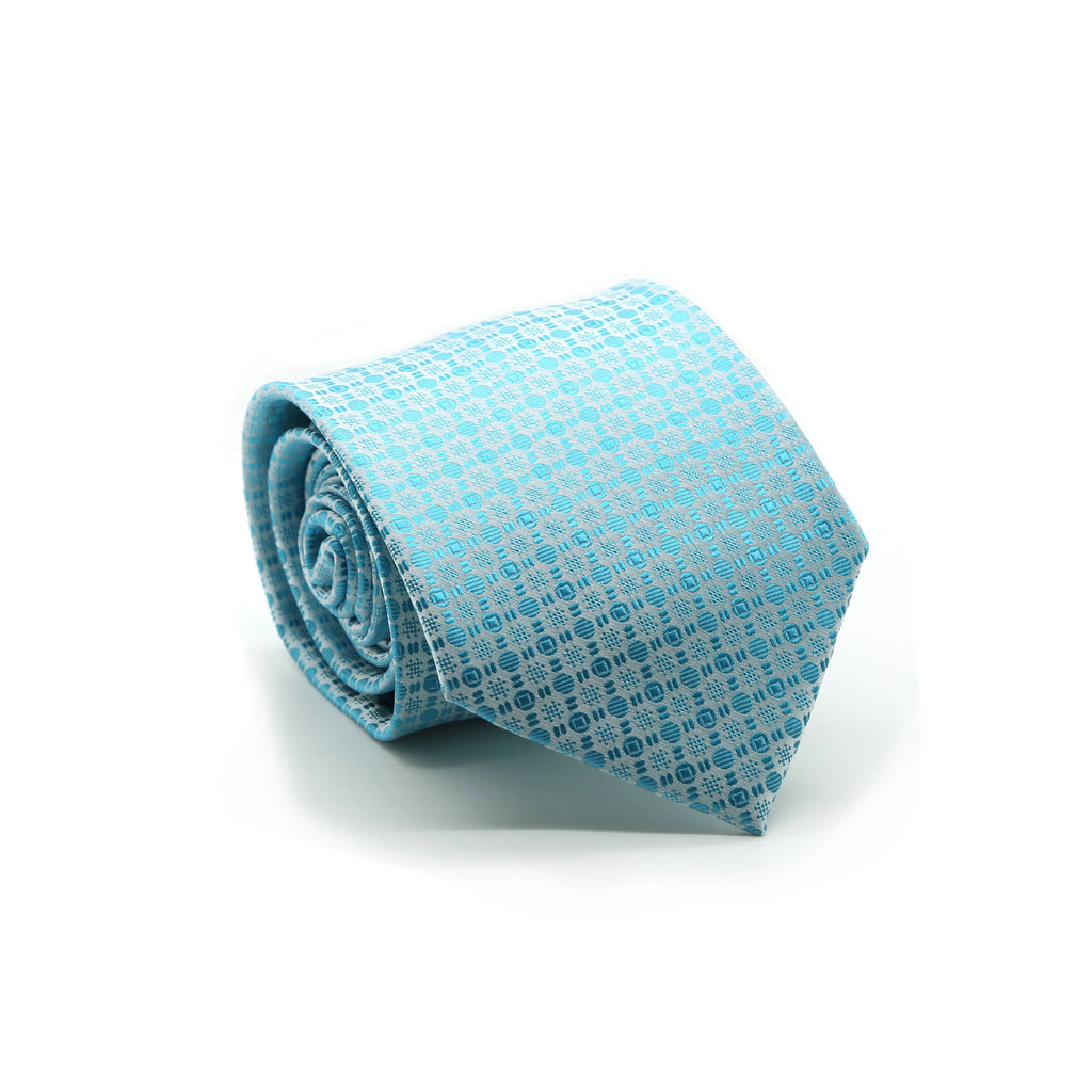 Ferrecci Mens Turquoise Geometric Necktie with Handkerchief Set Shopify