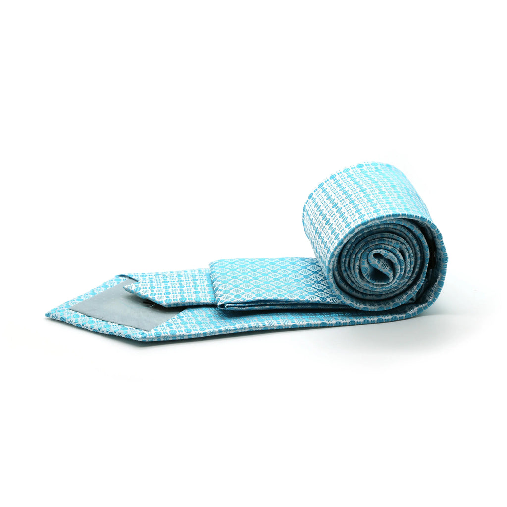 Ferrecci Mens Turquoise Geometric Necktie with Handkerchief Set Shopify