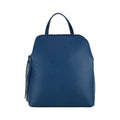 RB1018D | Women's Double Compartment Backpack in Genuine Leather Made in Italy with adjustable shoulder straps. Gunmetal metal hardware - Blue color - Dimensions: 26 x 30 x 14.5 cm.