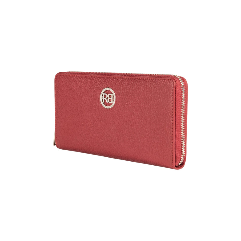 RB1081SQ | Women's zip-up wallet, Made in Italy in genuine grained leather. Ruby color. Dimensions: 20 x 10 x 2.5 cm.