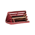 RB1081SQ | Women's zip-up wallet, Made in Italy in genuine grained leather. Ruby color. Dimensions: 20 x 10 x 2.5 cm.