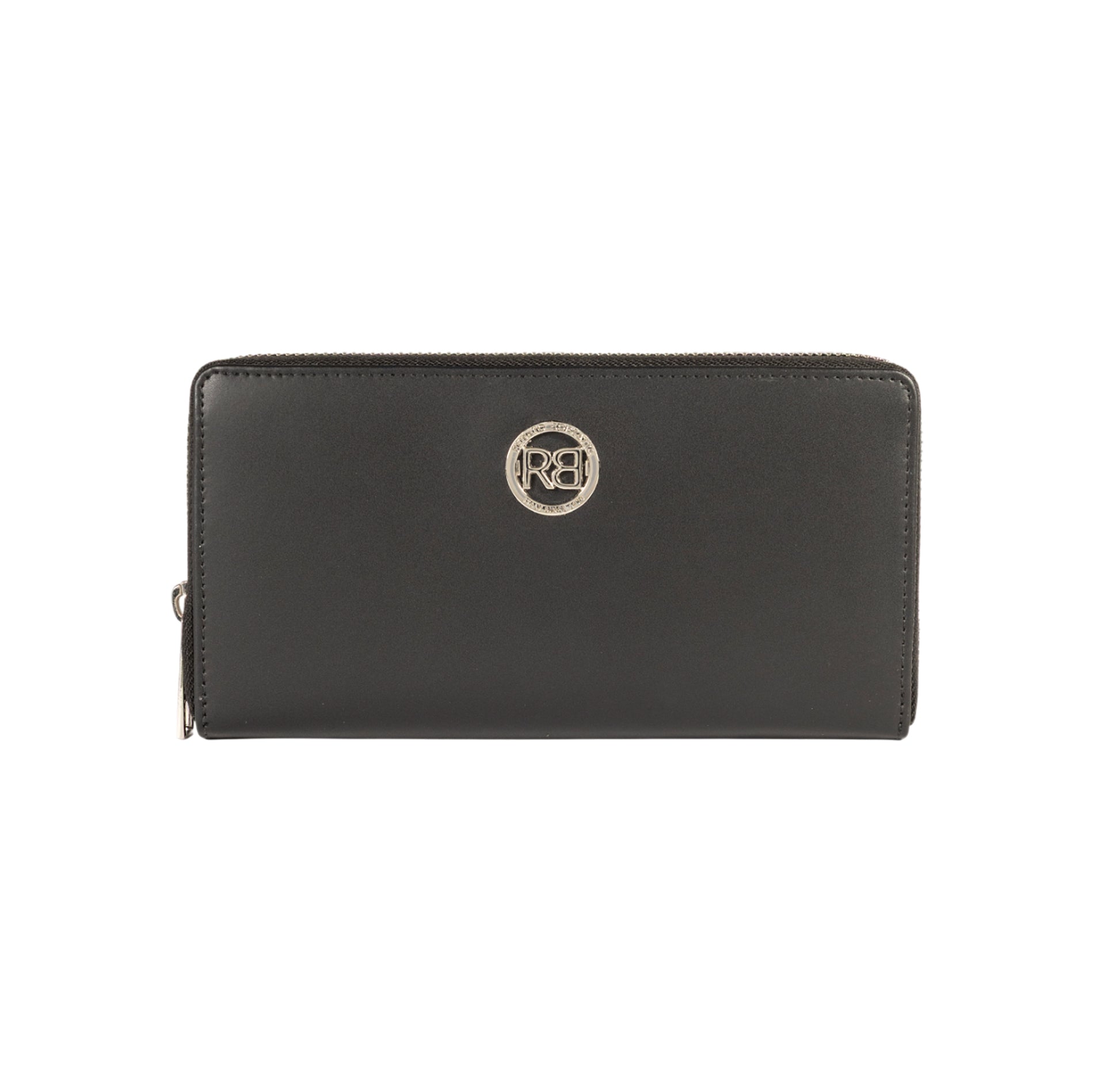RB1084SA | Women's zippered wallet, made in Italy in smooth, matte genuine leather. Color: Black. Dimensions: 20 x 10 x 2.5 cm.