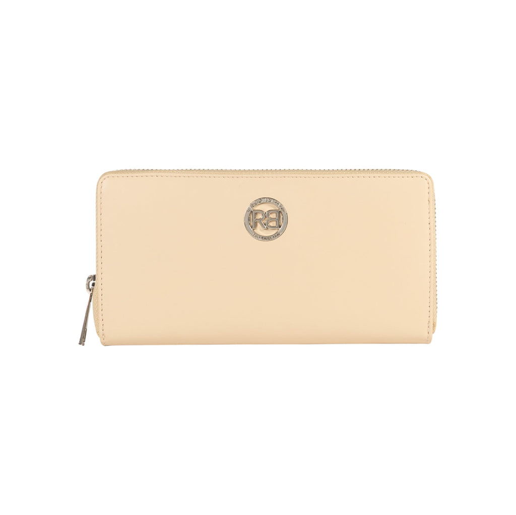 RB1084SAL | Women's zippered wallet made in Italy in smooth, matte genuine leather. Beige color. Dimensions: 20 x 10 x 2.5 cm.