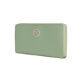 RB1084SBF | Women's zippered wallet made in Italy in smooth, matte genuine leather. Mint color. Dimensions: 20 x 10 x 2.5 cm.