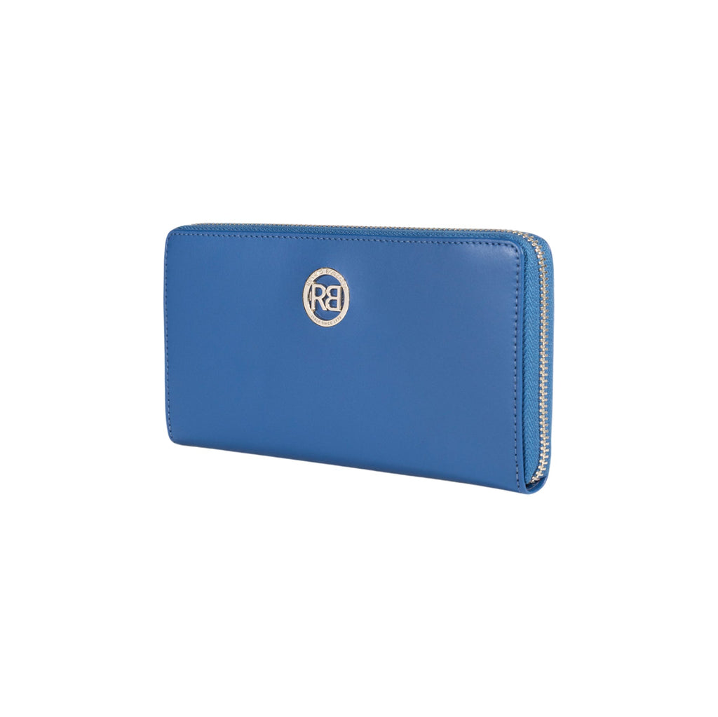 RB1084SCH | Women's zippered wallet made in Italy in smooth, matte genuine leather. Color: Royal Blue. Dimensions: 20 x 10 x 2.5 cm.