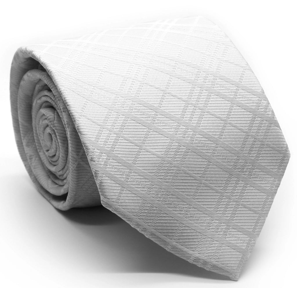Mens Dads Classic White Striped Pattern Business Casual Necktie & Hanky Set RO-2 Ferrecci USA