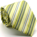 Mens Dads Classic Yellow Striped Pattern Business Casual Necktie & Hanky Set S-5 Ferrecci USA