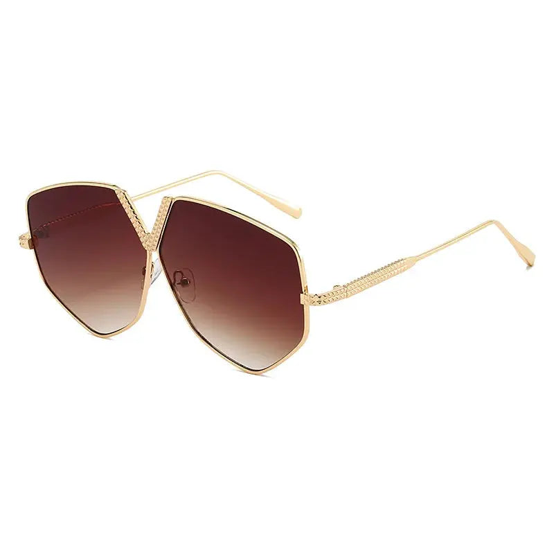 Radiant Gold Geometric Sunglasses Boho Brown