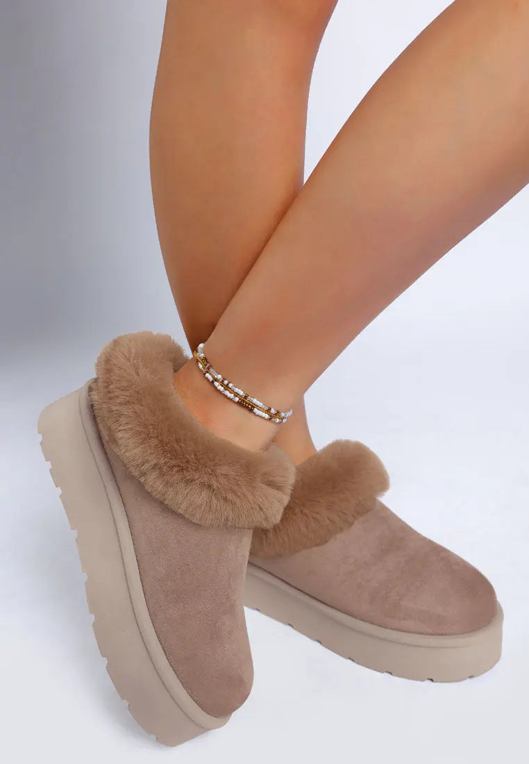 Aniso Faux Fur Slip On Snow Boots London Rag