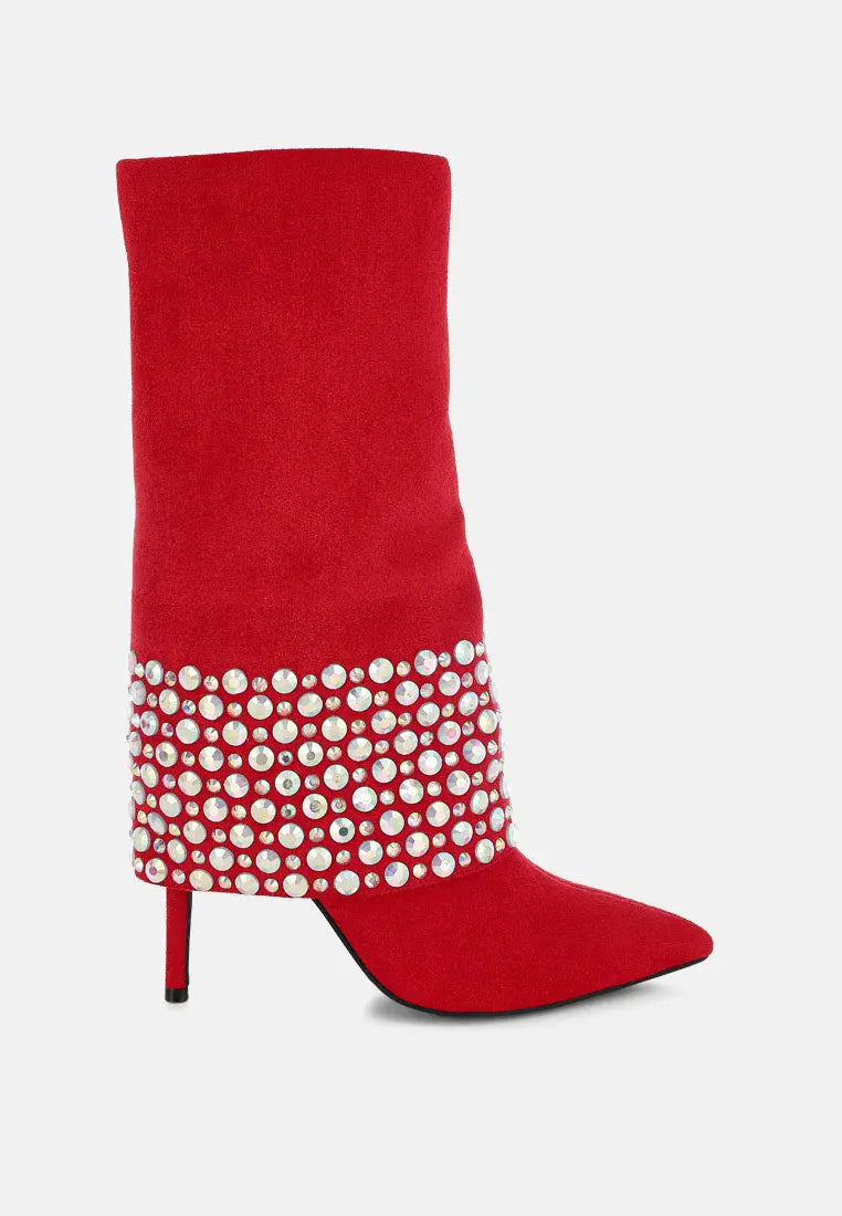 BASSO Party Diamante Studded Stiletto Boots London Rag