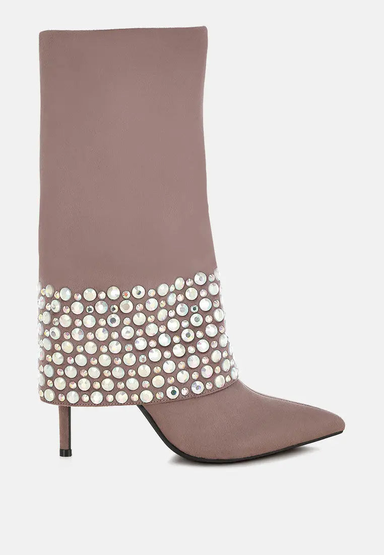 BASSO Party Diamante Studded Stiletto Boots London Rag
