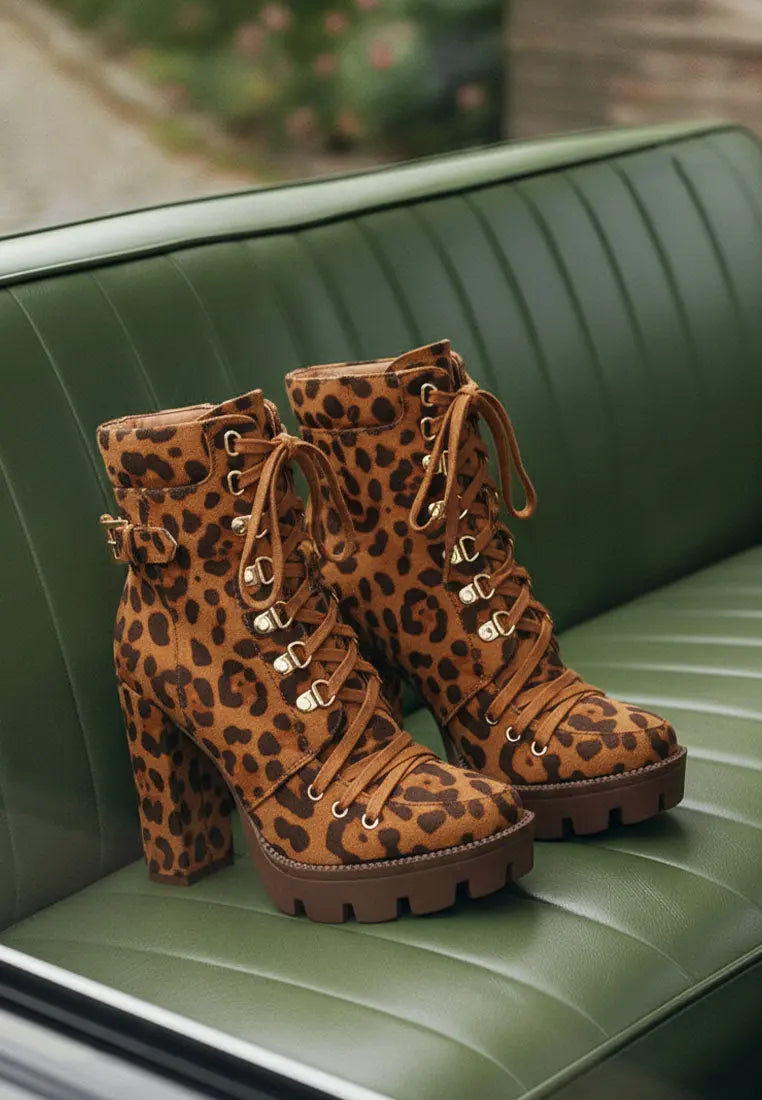 Fremont Leopard Print Chunky Boots London Rag