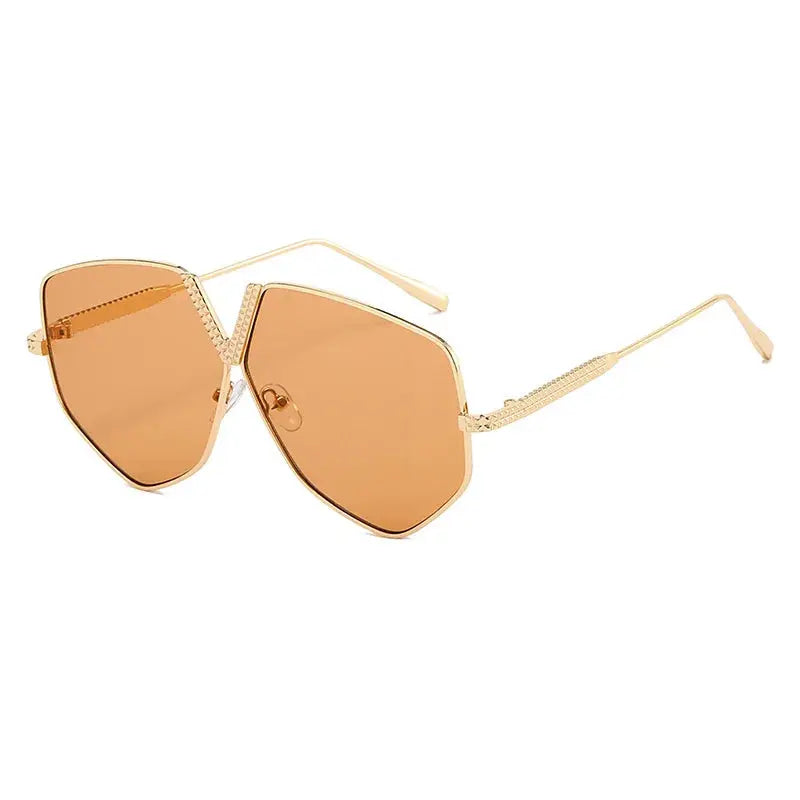 Radiant Gold Geometric Sunglasses Boho Brown