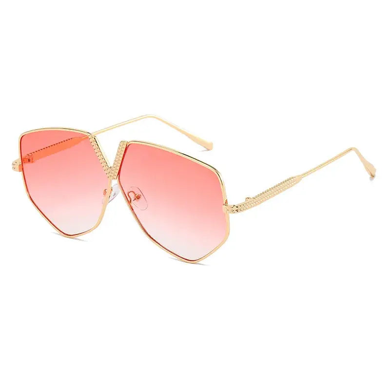 Radiant Gold Geometric Sunglasses Boho Brown