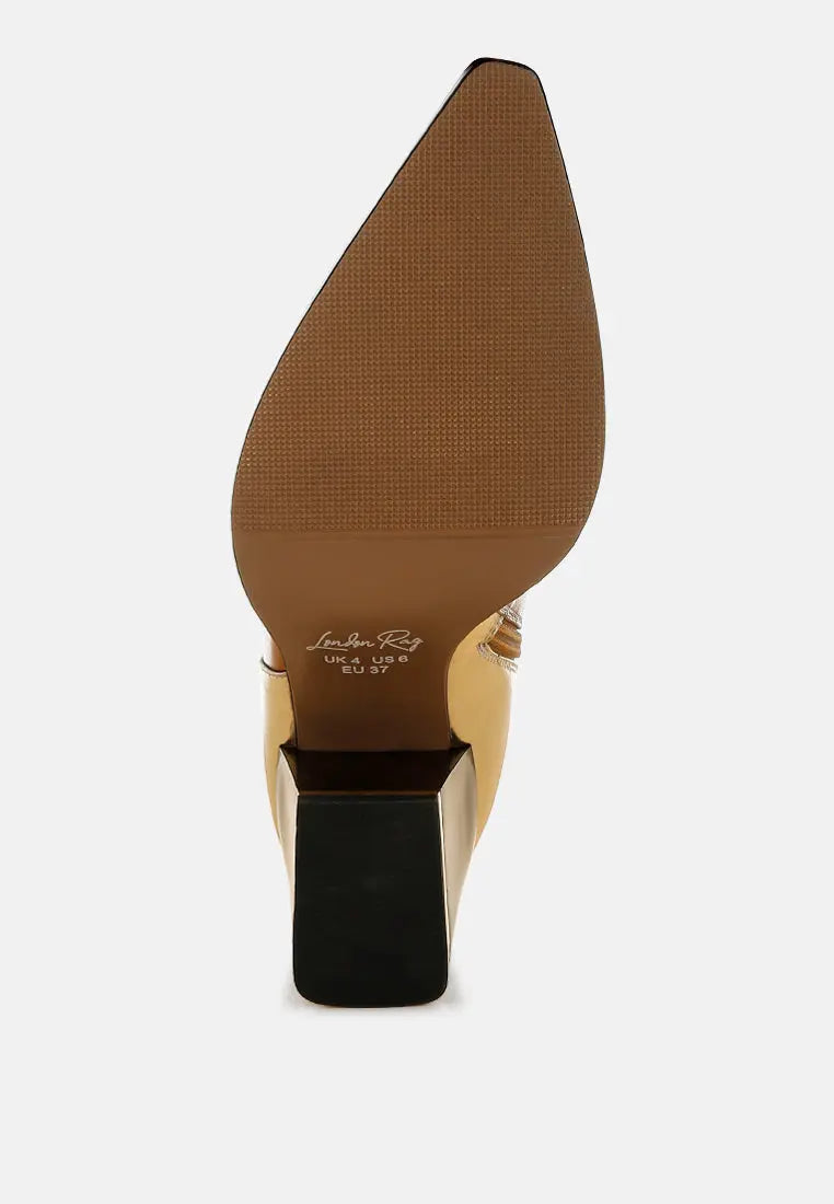 Stemon Three Tone Block Heel Boots London Rag