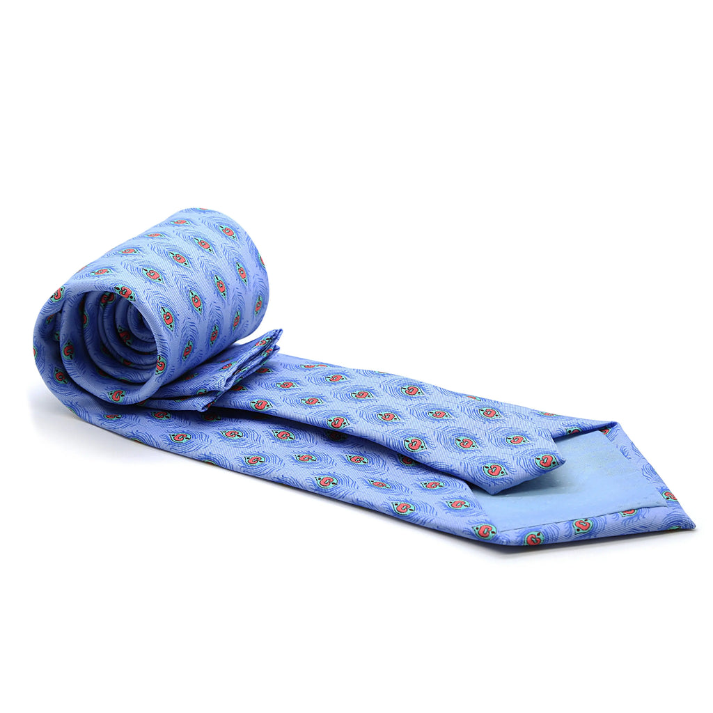 Feather Blue Necktie with Handkerchief Set FHYINC