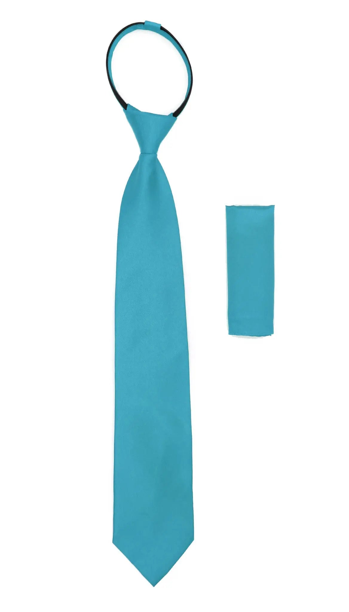Satine Turquoise Zipper Tie with Hankie Set Shopify