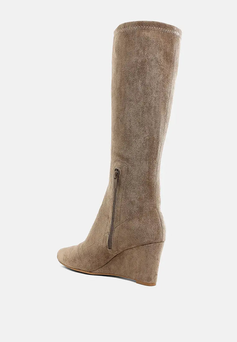 Tulsha Microfiber Wedge Heel Boots London Rag
