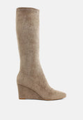 Tulsha Microfiber Wedge Heel Boots London Rag