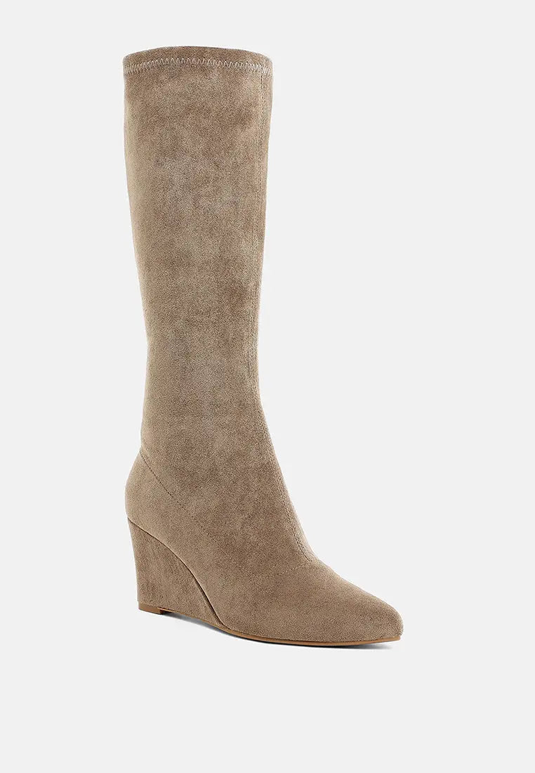 Tulsha Microfiber Wedge Heel Boots London Rag