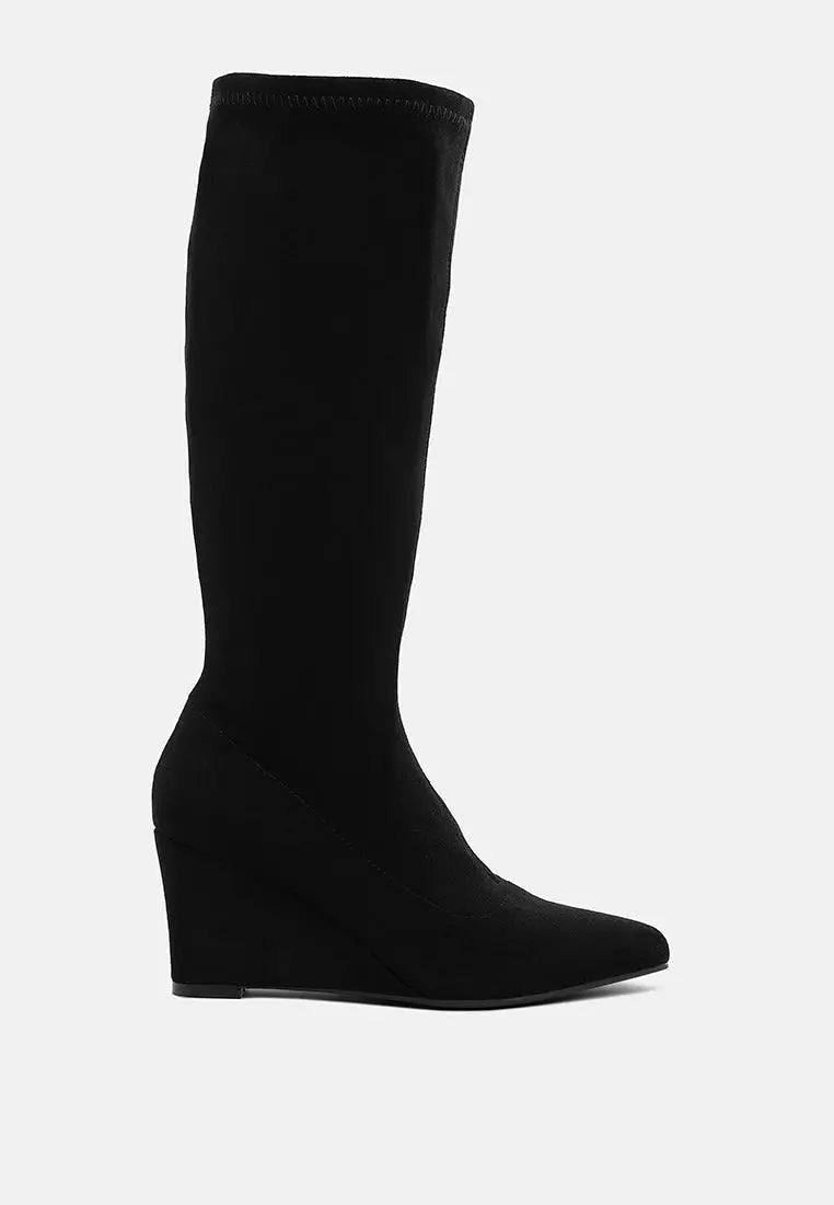 Tulsha Microfiber Wedge Heel Boots London Rag