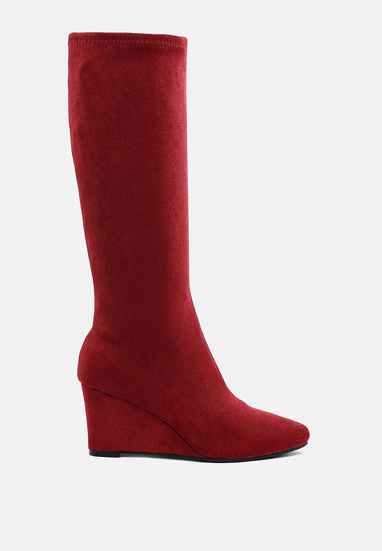 Tulsha Microfiber Wedge Heel Boots London Rag