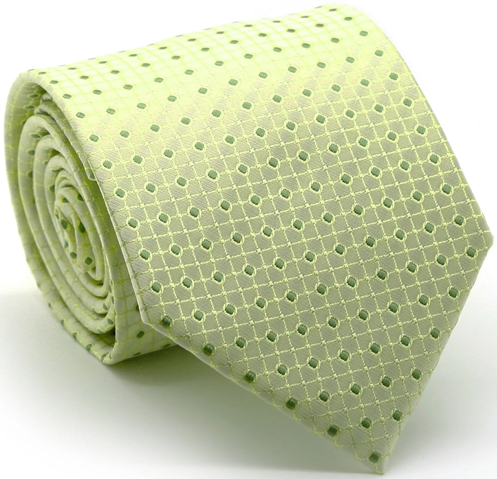 Mens Dads Classic Green Geometric Pattern Business Casual Necktie & Hanky Set UO-2 Ferrecci USA