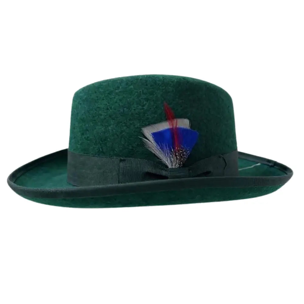 Ferrecci 100 % Wool Australian Firm Fur Felt Hunter Green Godfather Hat Ferrecci