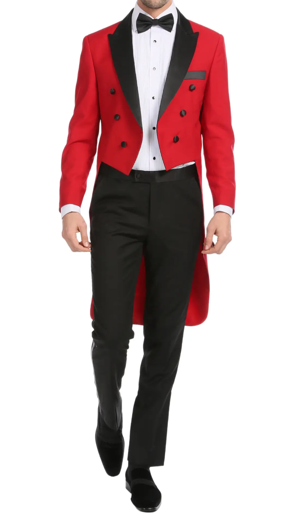 Ferrecci Men's Regular Fit Peak Lapel Red Tailcoat Tuxedo Set FERRECCI