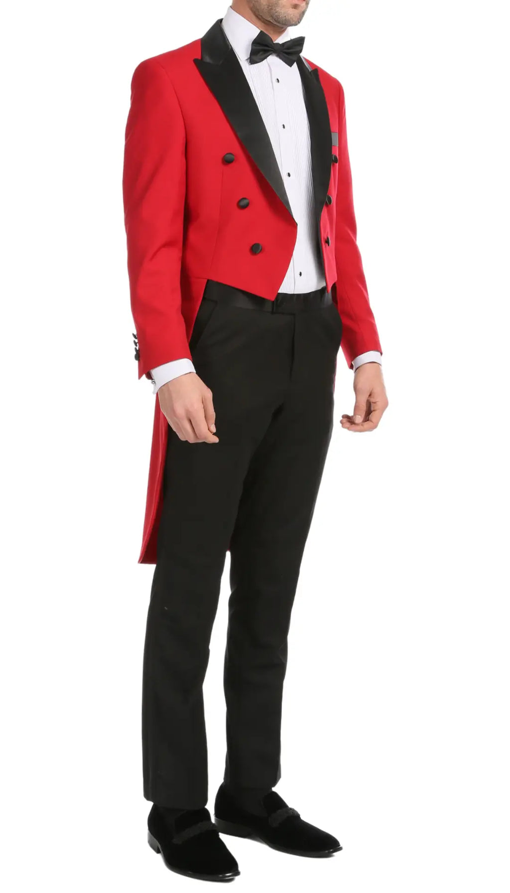Ferrecci Men's Regular Fit Peak Lapel Red Tailcoat Tuxedo Set FERRECCI