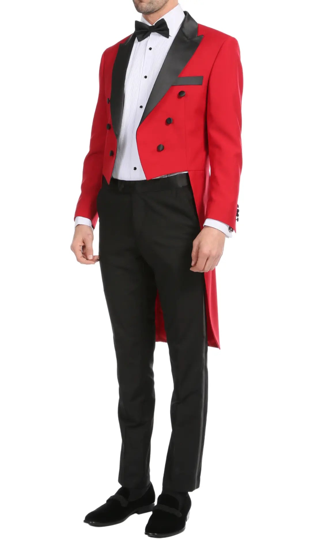 Ferrecci Men's Regular Fit Peak Lapel Red Tailcoat Tuxedo Set FERRECCI