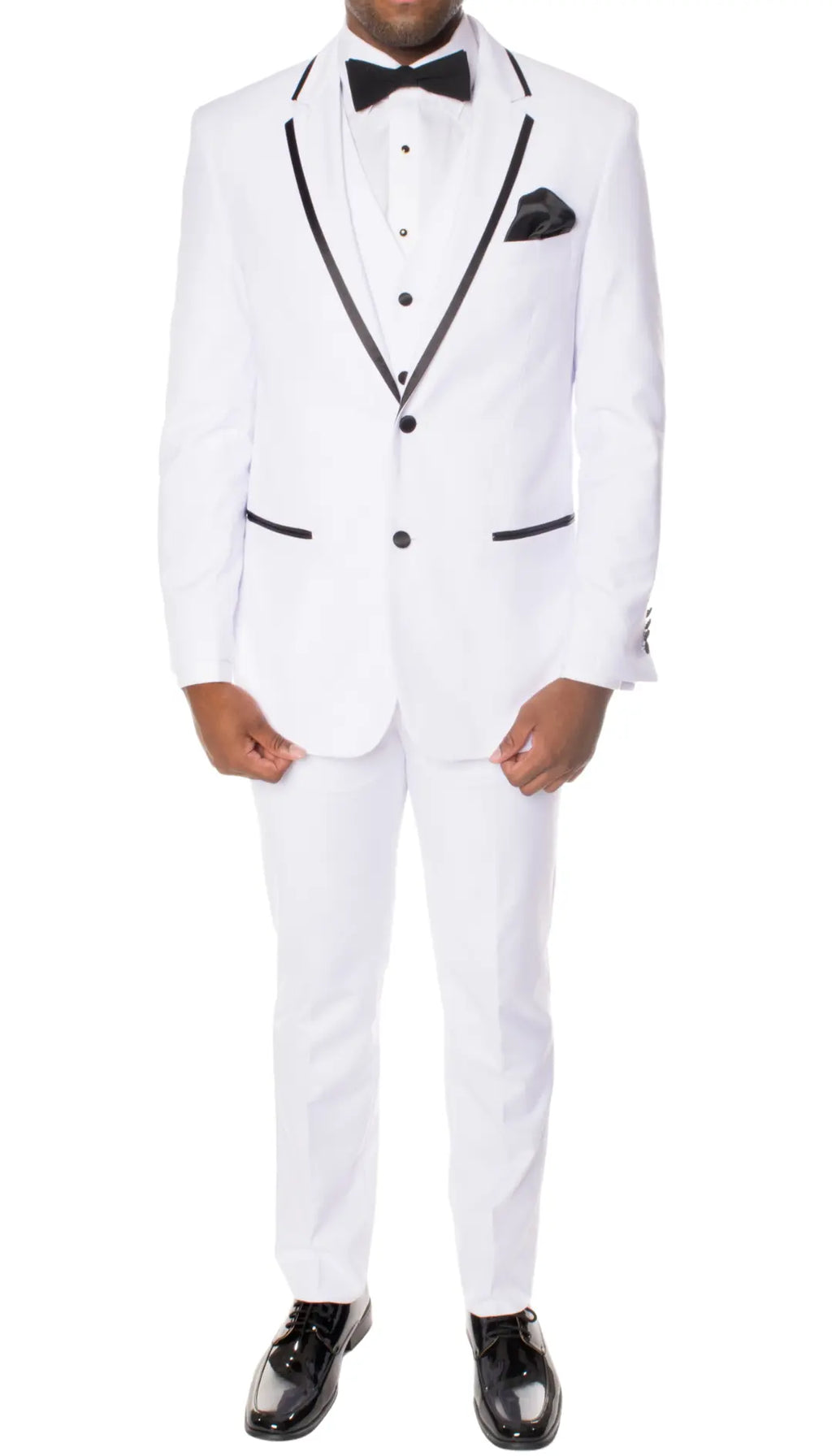 Celio White & Black 3 piece Slim Fit Tuxedo Ferrecci