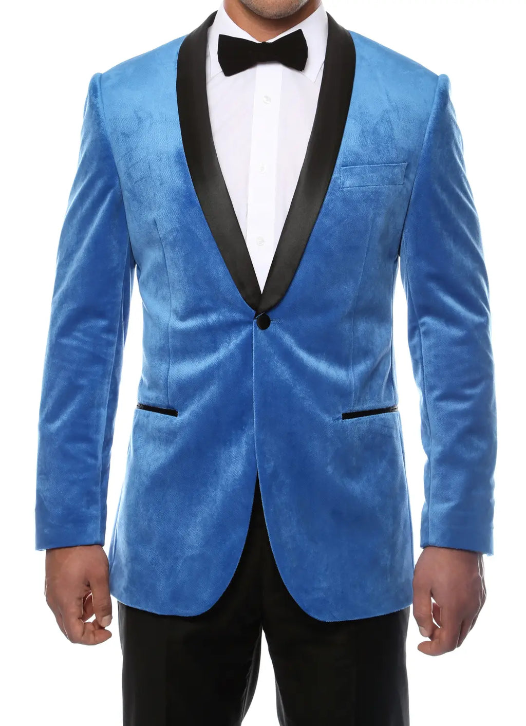 Enzo Royal Blue Slim Fit Velvet Shawl Tuxedo Blazer Ferrecci