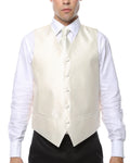 Ferrecci Mens PV450 - Beige with White Back Adjustable Textured Vest Set FHYINC
