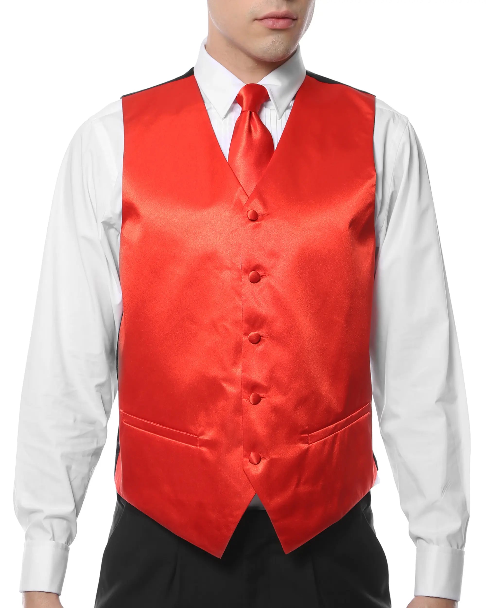 Ferrecci Mens PV600 - Red with Black Back Adjustable Vest Set-0